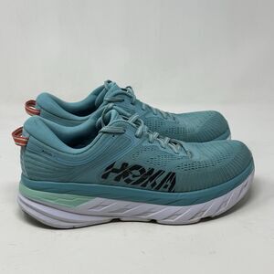 Hoka One One Bondi 7 Womens 9 Blue Mesh Lightweight Running Shoes Sneakers